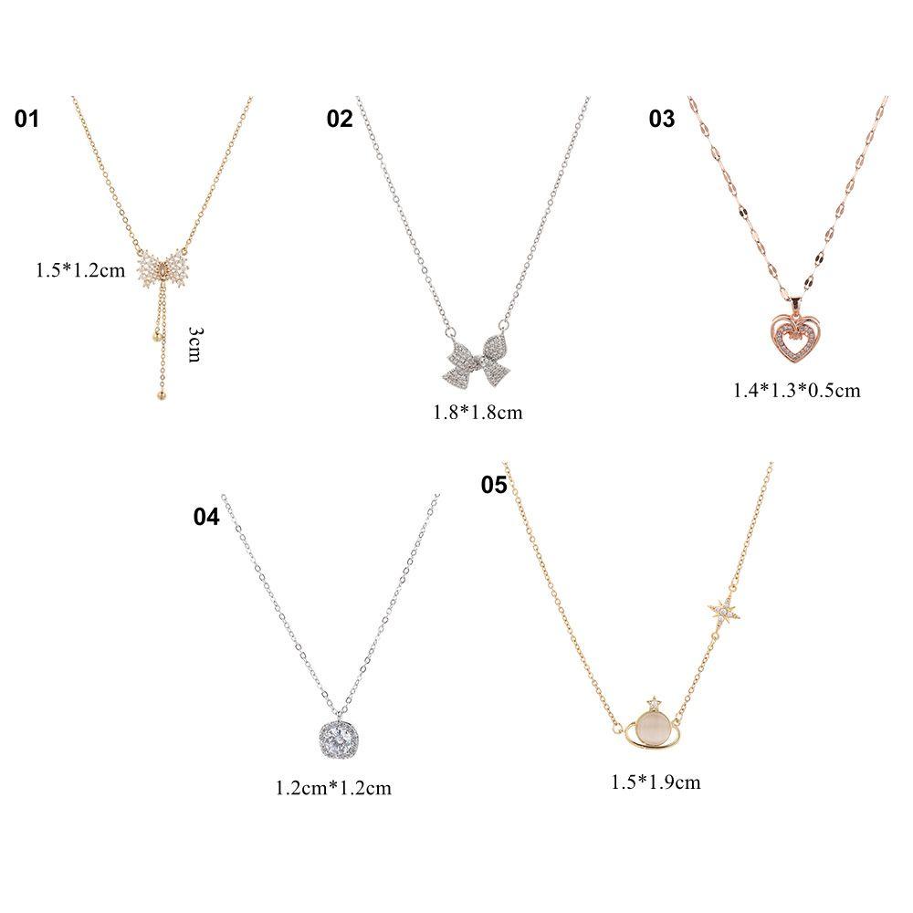 JUNE Simple Pendant Necklace Japanese and Korean-Style Heart Titanium Steel Clavicle Chain Rose|Exquisite Classic Fashionable Jewelry Bow-knot