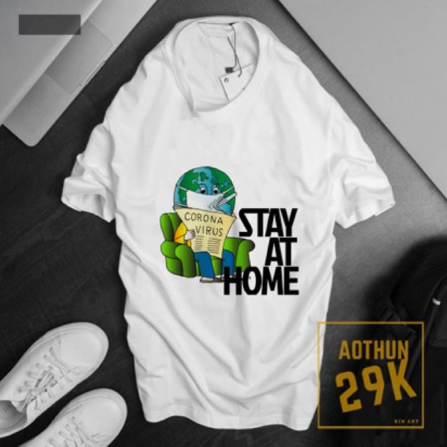 TRỢ GIÁ - ALBUM 838 - ÁO THUN SLOGAN &quot;STAY AT HOME&quot; CO19 NHIỀU MÀU