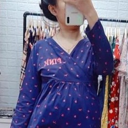 Bộ bầu và cho con bú sau sinh Dài Tay Pink, chất cotton Cao Cấp cho mẹ bầu mặc nhà Thu Đông có bigsize 85kg