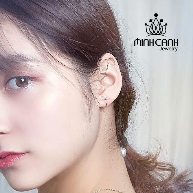 Hoa Tai Chữ T Cong Bạc Ta - Minh Canh Jewelry