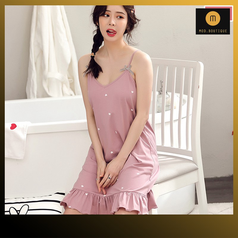 Váy Ngủ 2 Dây Váy Mặc Nhà Siêu Mát, Chất Cotton Co Giãn, Nhiều Màu V3 | BigBuy360 - bigbuy360.vn
