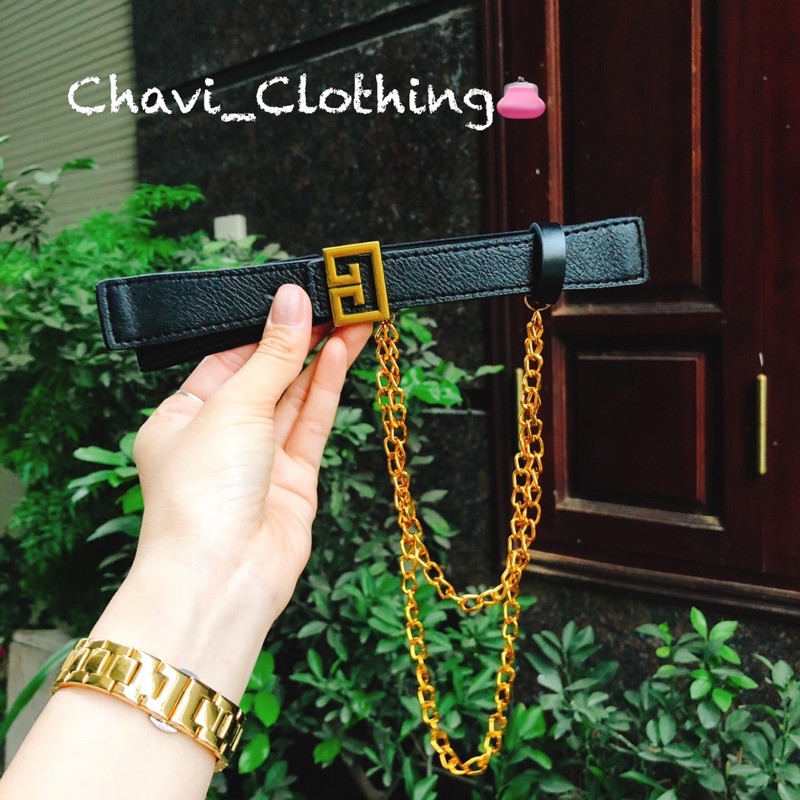 Đai váy dây xích G thắt lưng da kèm xích đai áo sang chảnh Shop Chavi