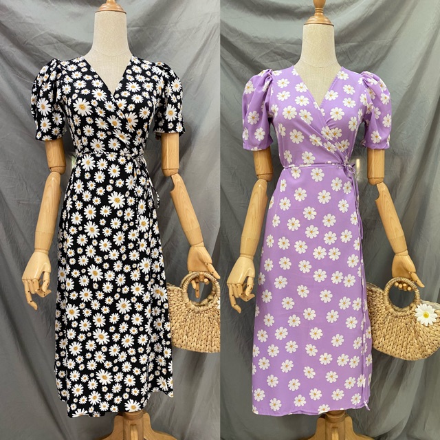 Đầm maxi đắp chéo hoa cúc | BigBuy360 - bigbuy360.vn