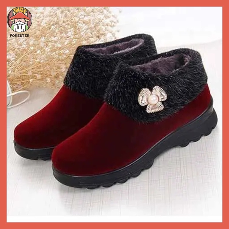 Mẹ của mùa đông nhung dày ấm áp của phụ nữ Giày chống trượt kích thước lớn bà bông giày cũ Bắc Kinh