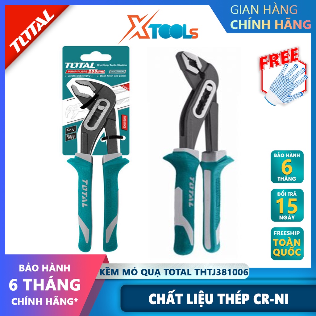 Kềm mỏ quạ TOTAL THTJ381006 Kìm mỏ quạ Kích thước 250mm Kẹp mở 45mm, chống gỉ sét, cách điện 1000V cắt, giữ, kẹp các chi