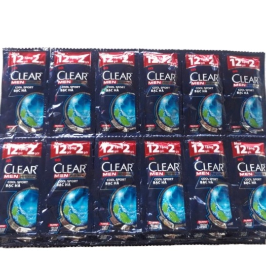 Combo 6 dây dầu gội Clear Men sạch gàu Cool Sport bạc hà - 5g x 12 (+2) gói/dây - dầu gội đầu sạch g