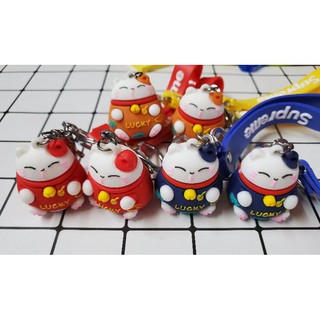 Móc khóa mèo may mắn mèo thần tài siêu cưng