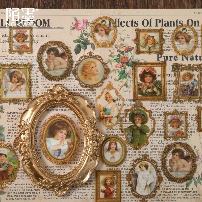Set 30 Sticker PET Nhân Vật Hoạt Hình Vintage Trang Trí Nhật Ký / Sổ Tay