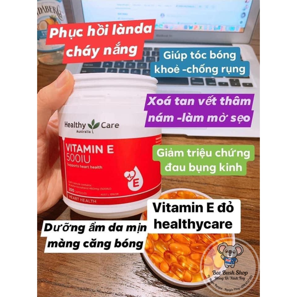 Healthy Care Vitamin E 500IU 200 viên- đẹp da, hỗ trợ tim mạch