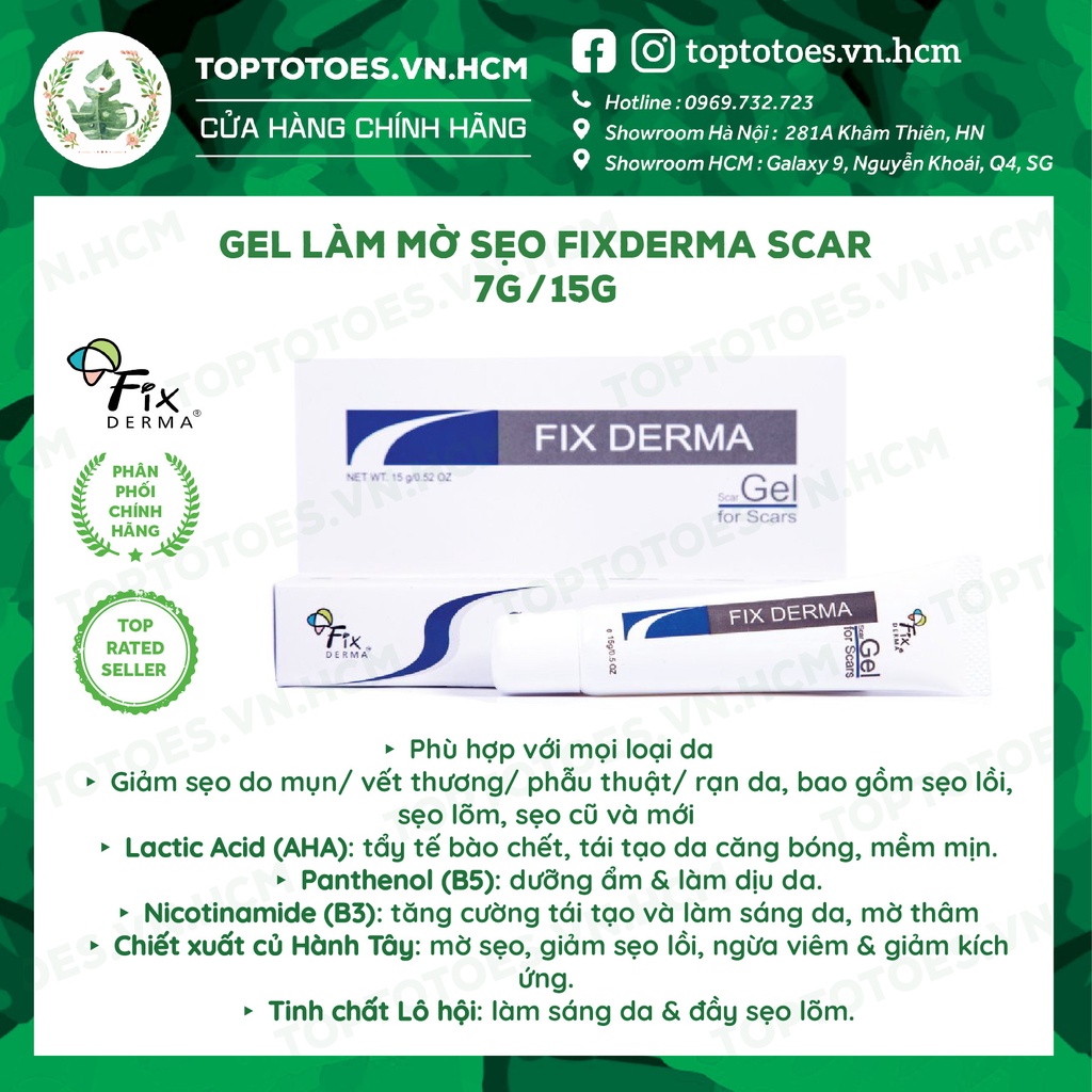 Gel làm mờ sẹo Fixderma Scar - 7g &amp; 15g [NHẬP KHẨU CHÍNH HÃNG 100%]