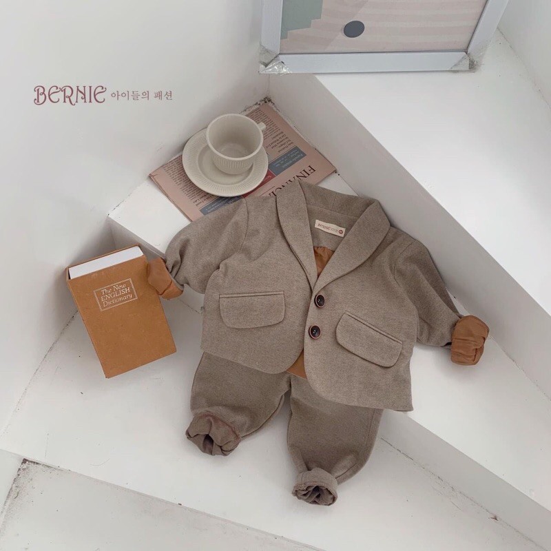 Bộ đồ bé trai BERNIE set vest dạ 2 màu Hàn Quốc cho bé 10-23kg-B129