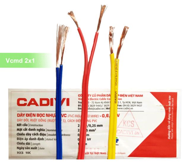 [Bán lẻ theo 1 mét] Dây điện đôi mềm VCMD CADIVI / 2x0.5 - 2x0.75 - 2x1.0 - 2x1.5 (mm)