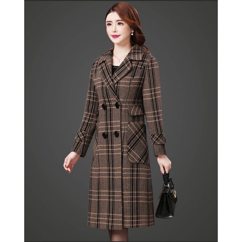 Áo Khoác Len Dày Dáng Dài Qua Gối Họa Tiết Chim Phượng Hoàng Phong Cách Hàn Quốc Thời Trang Thu Đông Cho Nữ m-4xl