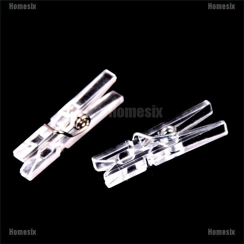 [HoMSI] 20pcs Mini Clear Plastic Doll Clothespin Photo Paper Peg Clips Laundry Hangers SUU