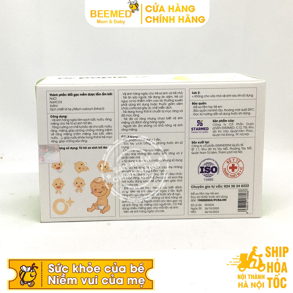 Dr Papie - Gạc rơ lưỡi cho bé Dr Papie - Gạc lau răng, rơ miệng cho bé - Hộp 30 gói