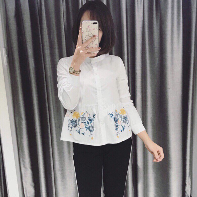 Áo Trắng Lụa Thêu Tay
