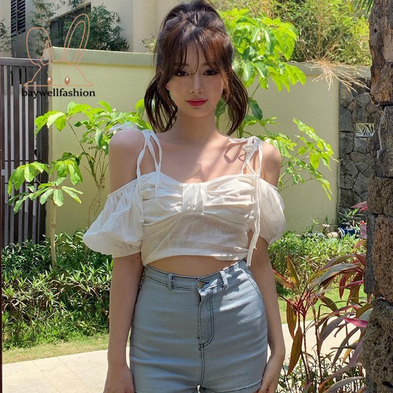 Áo Croptop Phối Dây Thắt Gợi Cảm Cho Nữ