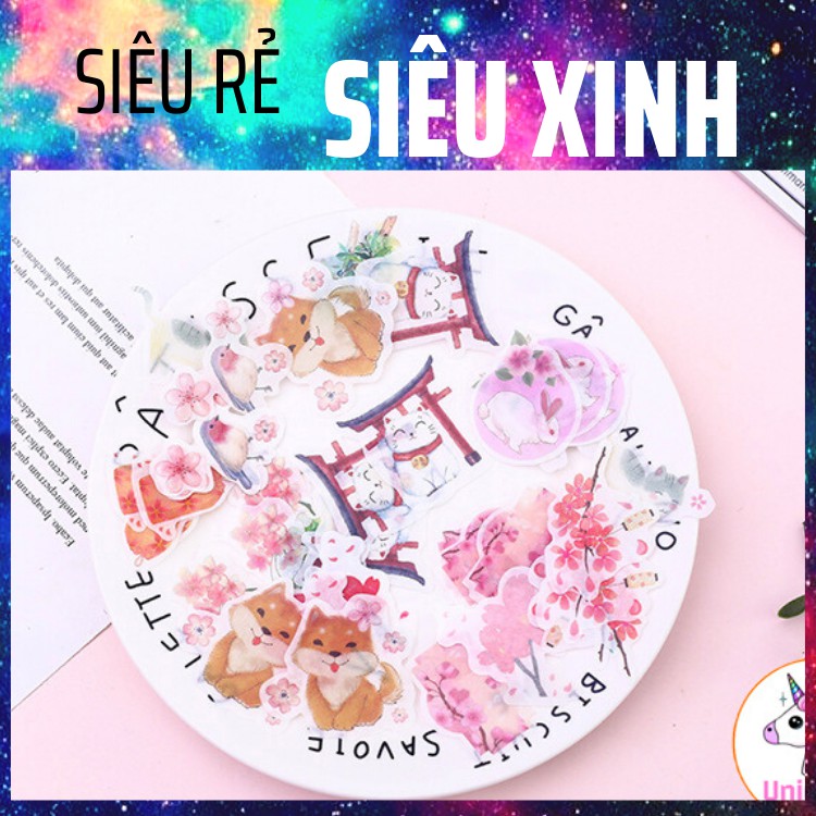 set 40 sticker ngộ nghĩnh phong cách nhật bản - trang trí sổ tay,  sổ planner