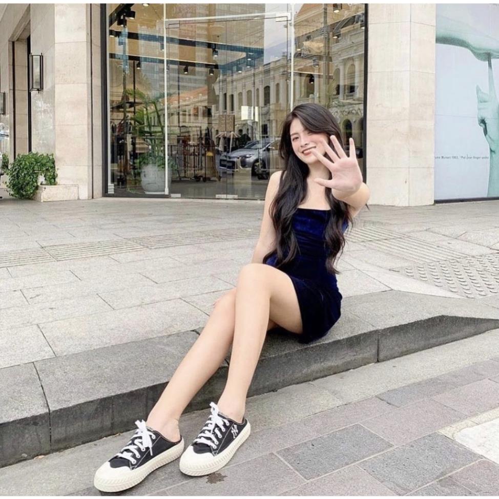 Giày lười Sục MLB ny đạp gót màu Đen hoạ tiết thể thao sneaker Hot Trend [Full box, Full bill]