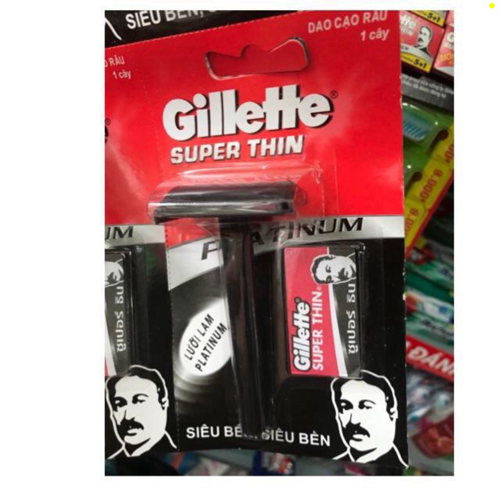 Dao Cạo Dâu Gillette Super Thin + Tặng Kèm Lưỡi Dao Lam [ CẠO RÂU GILLETE LƯỠI LAM ]