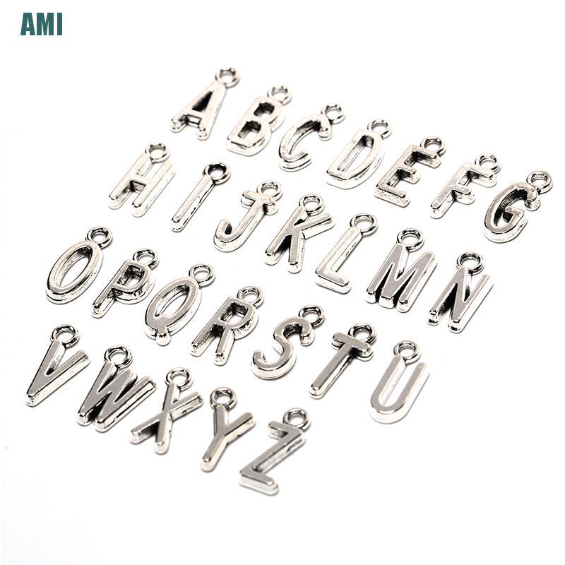 CHARMS Bộ 26 Mặt Dây Chuyền Hình Chữ Cái A-Z Màu Bạc / Vàng