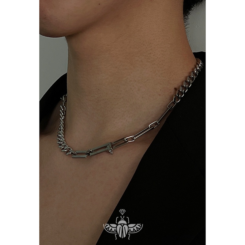 Vòng cổ Thép Titan Hai Trong Một Mặt Khóa Có Thể Tháo Rời Thời Trang Cá Tính Cao Cấp Cho Nam