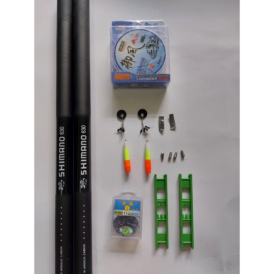 2 combo cần câu tay shimano giá rẻ + phụ kiện như hình