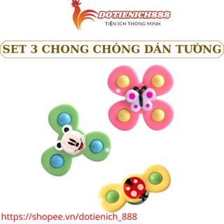 Set 3 đồ chơi con quay spinner hình côn trùng vui nhộn cho bé, bộ 3 chong chóng dính tường cho bé