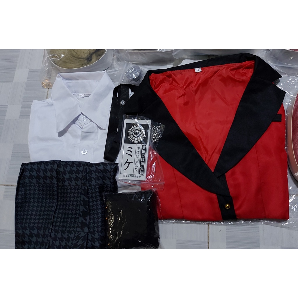 Trang phục set đồ cosplay Yumeko Saotome Kakegurui học viện đỏ đen cờ bạc