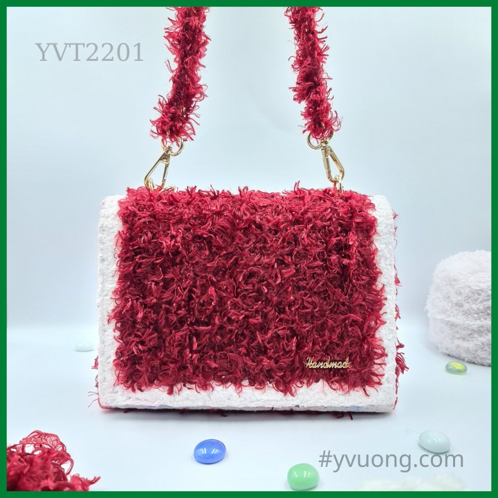[Có sẵn hàng] Túi Xách Nữ Đan Móc Handmade YVT2201 – Túi Đeo Chéo Thời Trang Nữ Sợi Len Mi Đan Móc Thủ Công Túi Crochet