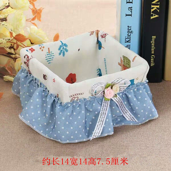 Handmade Vine Woven Straw Basket Desktop Storage Box Cosmetics Basket Sundries Basket Lace Fabric Key Remote Control Storage Basket