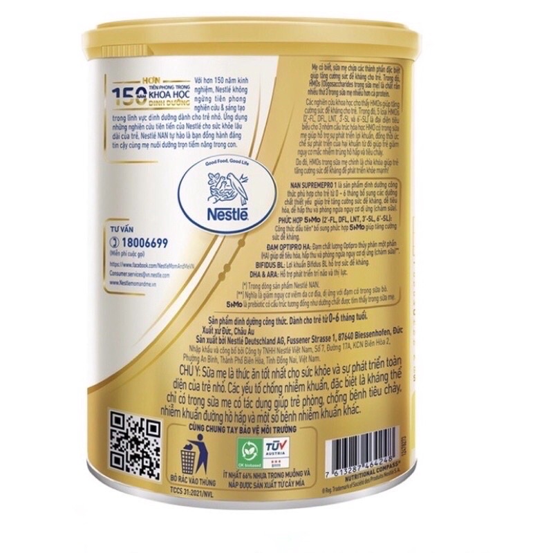 Sữa bột Nan supreme pro 1 - mẫu mới, date xa