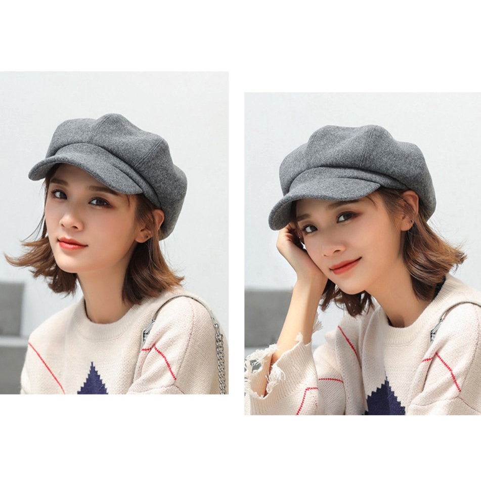 Mũ nồi hình bát giác phong cách retro thời trang thu đông cho nữ