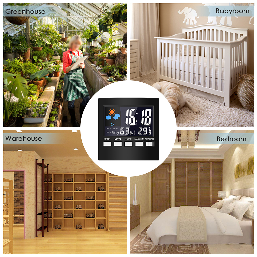 Đồng hồ điện tử để bàn đa năng màn hình LCD hiển thị Ngày/Giờ/Nhiệt Độ/Hẹn Giờ Nhà Bếp điều khiển bằng giọng nói