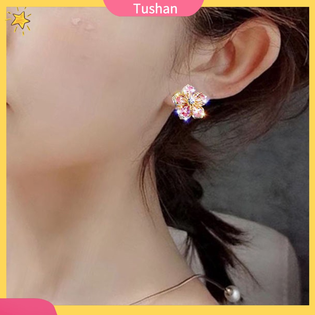 Bông tai đính đá phong cách thanh lịch thời trang dành cho nữ