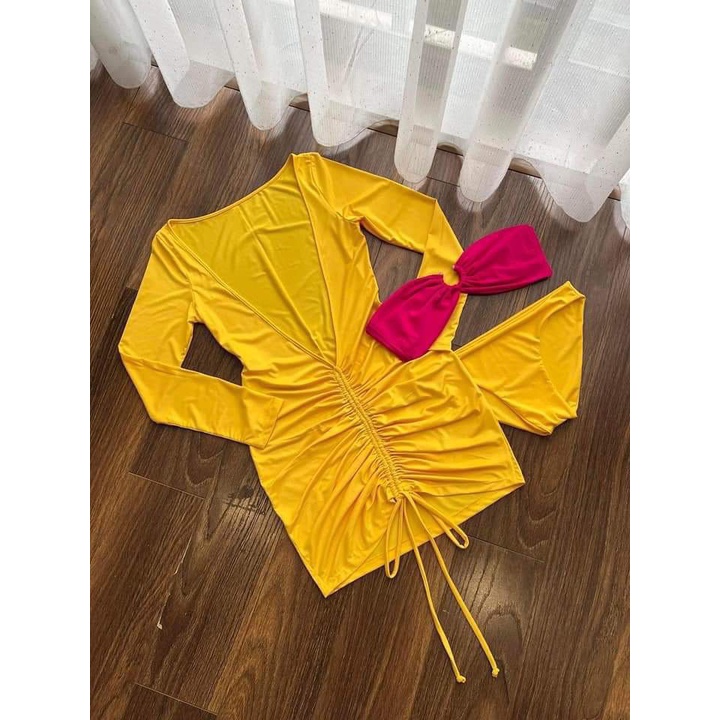 ĐỒ BƠI ĐI BIỂN, SÉT 3 MÓN  BIKINI ÁO ZIP TAY DÀI HÓT 2022 QUYẾN RŨ ODERI BM-008