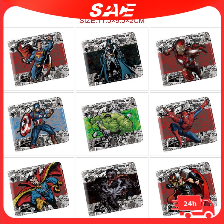 Ví Ngắn Đựng Tiền Xu / Thẻ Họa Tiết Hoạt Hình Marvel Siêu Anh Hùng Merchandise Đầy Màu Sắc Cho Nam Và Nữ