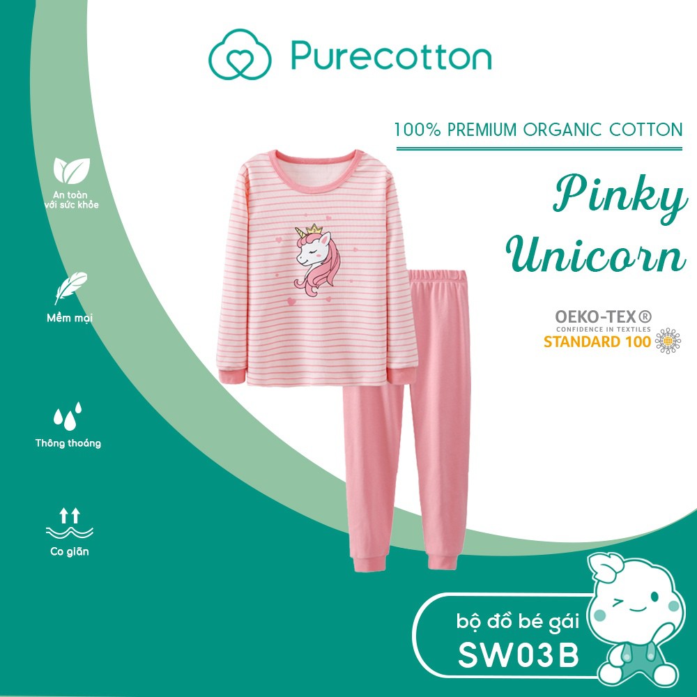 Đồ bộ mặc nhà mùa đông Purecotton cho bé gái chất liệu cotton cao cấp PC048