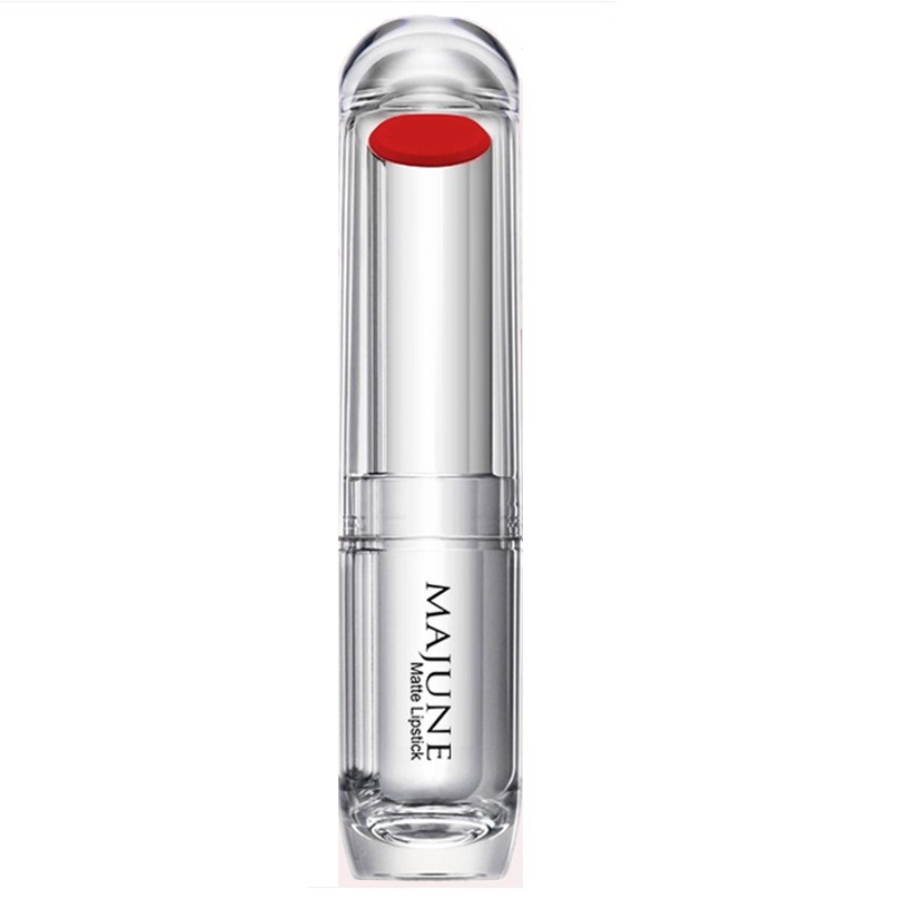 Combo 1 son lỳ lâu trôi màu đỏ tươi Majune Việt Nam số 01 POPPY RED 3.5g/ cây Và 1 gói tẩy da chết Beauskin Hàn 3ml/gói