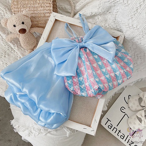 Set Đồ Mùa Hè 2 Món Gồm Áo Hai Dây Thắt Nơ Và Quần Ngắn Hàn Quốc Cho Bé Gái