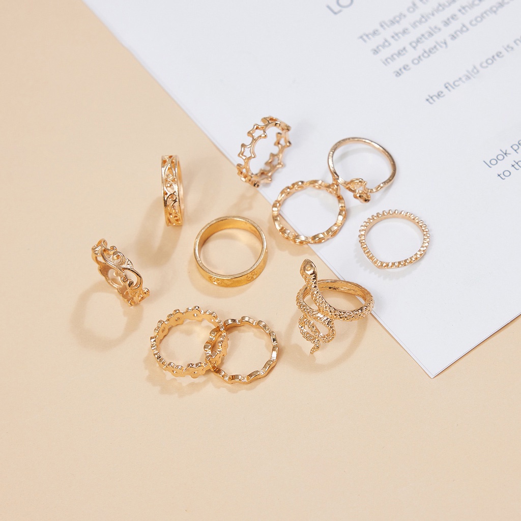 Bộ 10 Nhẫn Hình Rắn Thiết Kế Đơn Giản Sáng Tạo Cho Nữ