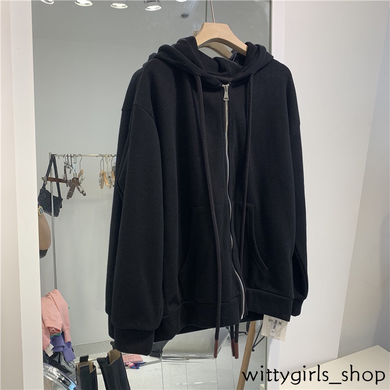 Wittygirls-áo Khoác Cardigan Mỏng Có Mũ Trùm Phối Khóa Kéo Mùa Đông Cho Nữ