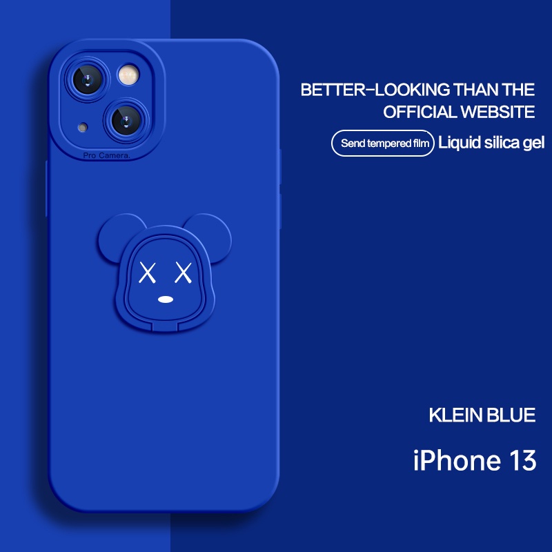 Ốp Điện Thoại Silicon Chống Sốc Kèm Giá Đỡ Hình Gấu Hoạt Hình Cho iPhone 11 12 13 Pro Max