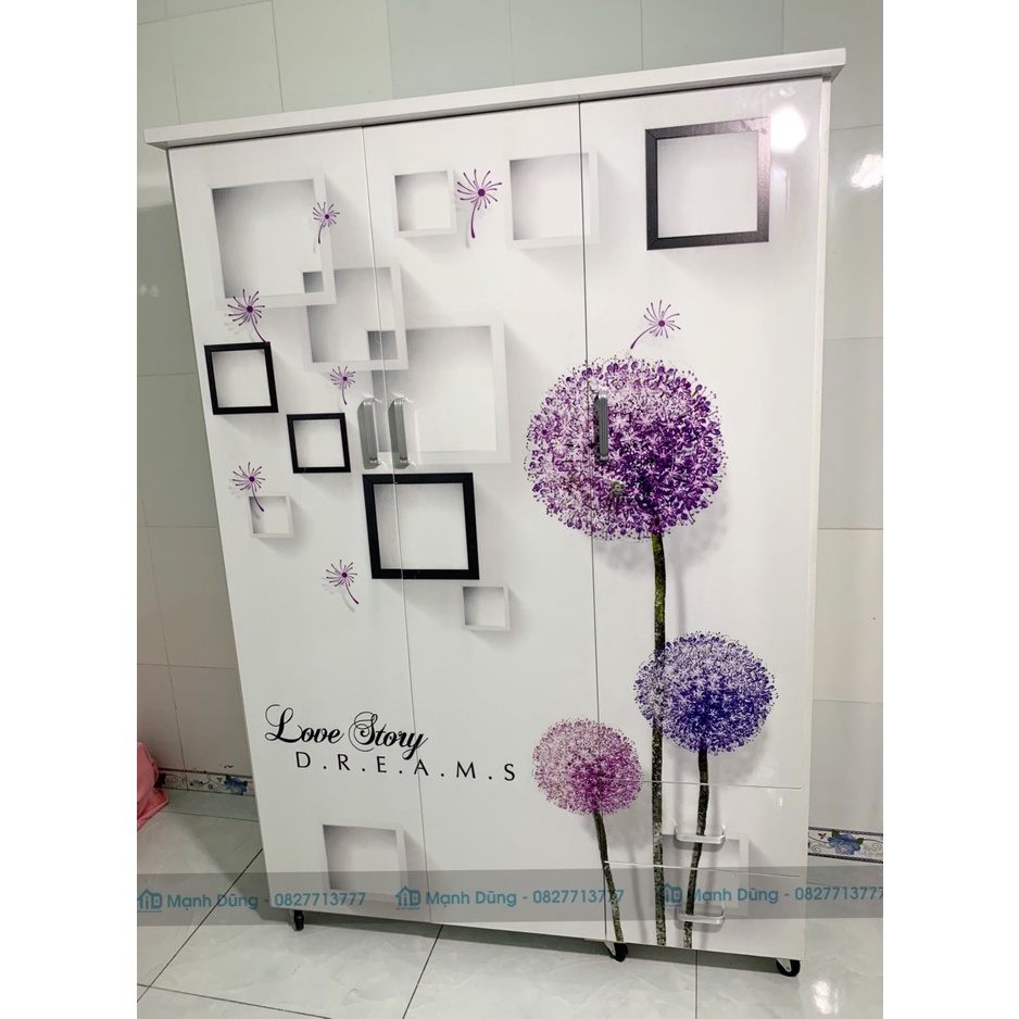 Tủ nhựa đài loan 3 cánh mở cao 1m8 ngang 1m25 - Chỉ ship Bình Dương