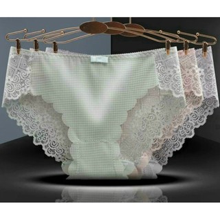 1 chiếc quần lót nữ gân sọc phối ren cao cấp (40-57kg) - quần sịp nữ không đường may - N05