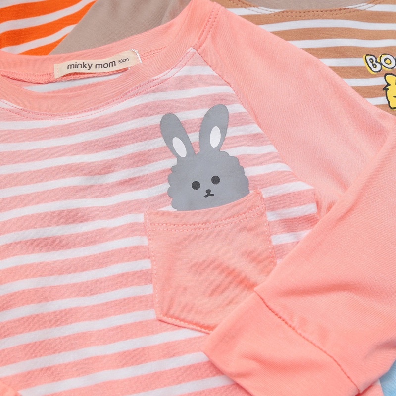Bộ dài tay MINKY MOM  bé trai , bé gái hoạ tiết kẻ (6-17kg)