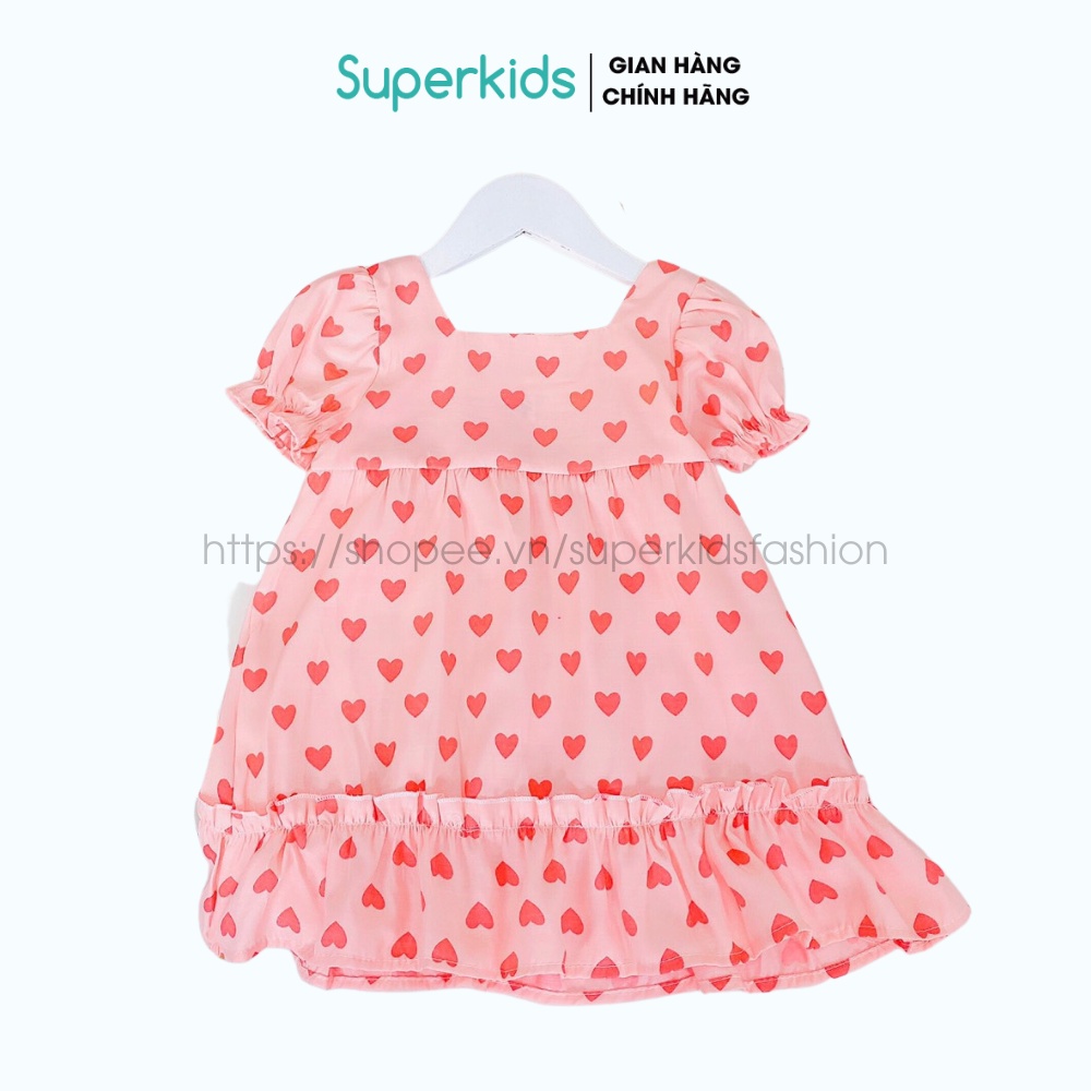 Váy cho bé gái, Đầm họa tiết hình Tim 8-22kg QATE792