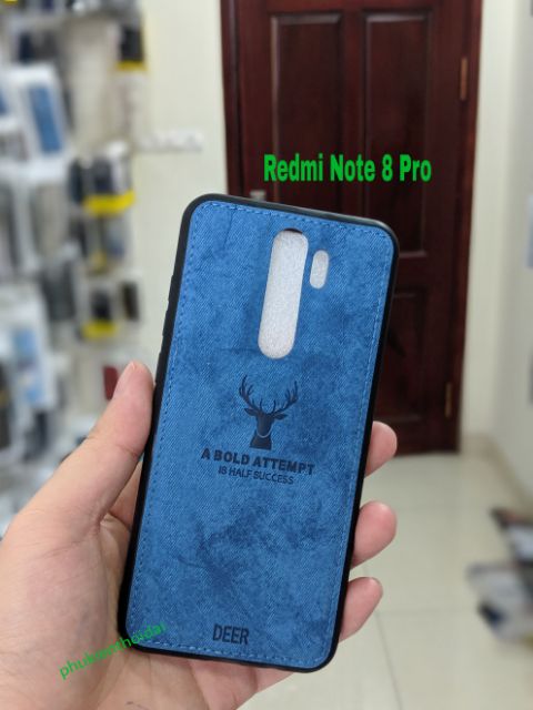 Ốp lưng Redmi Note 8 Pro vải mền đều hình đầu hươu cao cấp