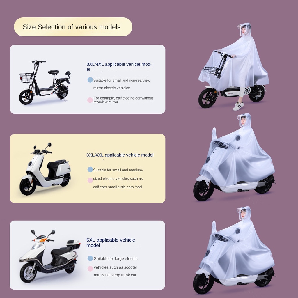 Áo Mưa PVC Dày Trong Suốt Chống Mưa Dùng Đi Xe Đạp Điện Dành Cho Người Lớn