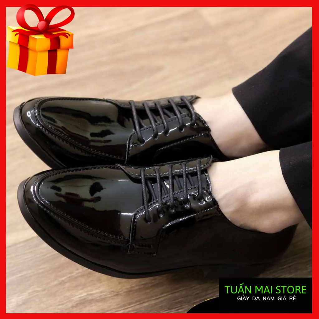 [ĐẾ KHÂU]Giày Nam Giá Rẻ_Giày Lười Nam_Đế Cao Su_Mã L162 màu đen bóng. | BigBuy360 - bigbuy360.vn